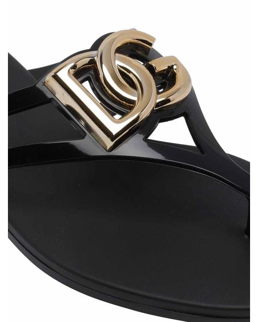 Dolce & Gabbana White Logo Flip-Flop
