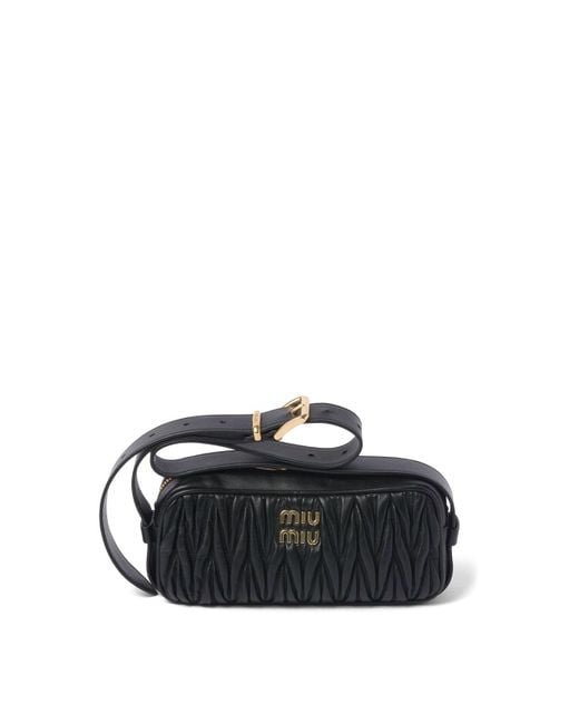 Miu Miu Black Matelass Nappa Leather Shoulder Bag