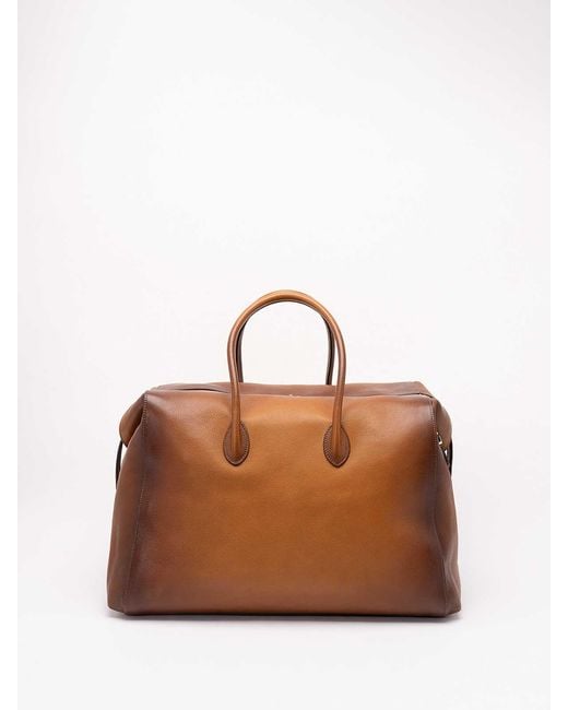 Santoni Brown Duffle Bag for men