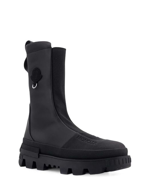 Moncler Black Boots Pelle/Nylon /Gomma