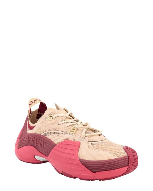 Lanvin Pink Mesh And Leather Sneakers for men