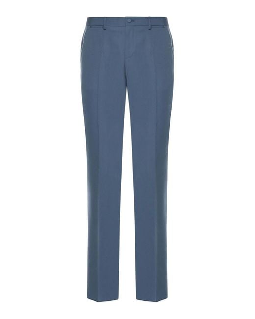 Dolce & Gabbana Blue Virgin Wool Trousers for men