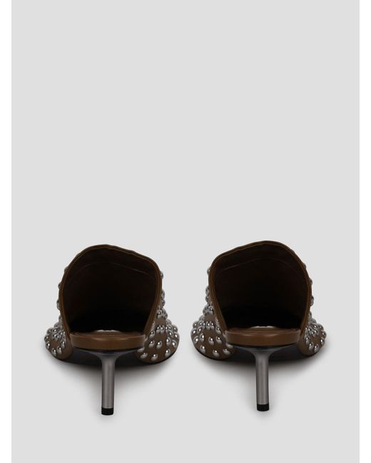 Jil Sander Brown Stud-Embellished Mules