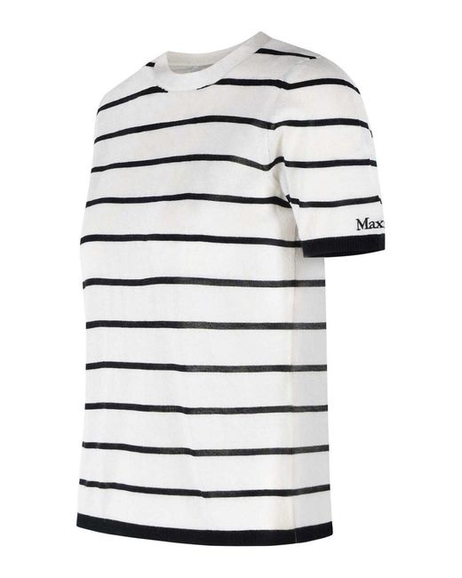 Max Mara White 'Favetta' Cashmere And Cream Silk T-Shirt