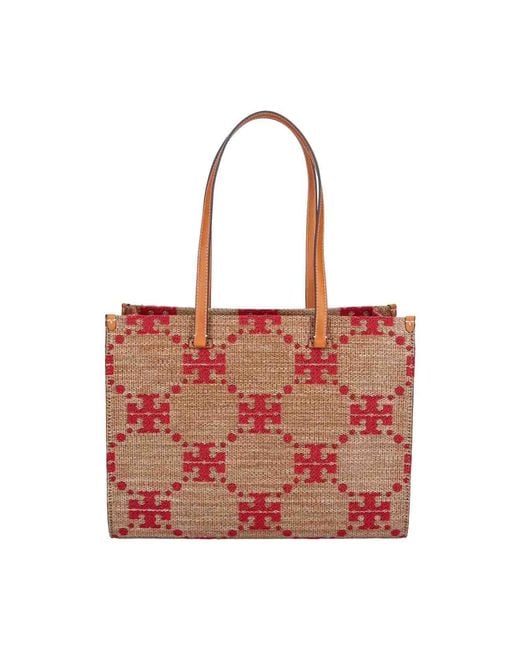 Tory Burch Red T Monogram Tote Bag