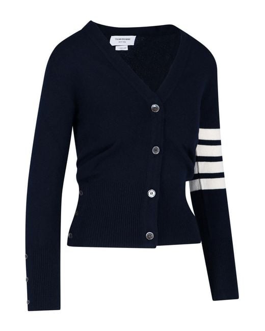 Thom Browne Blue 4-Bar Cashmere Cardigan