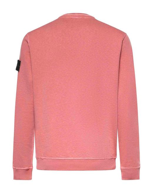 Stone Island Pink Malfil Cotton Sweatshirt With Logo for men