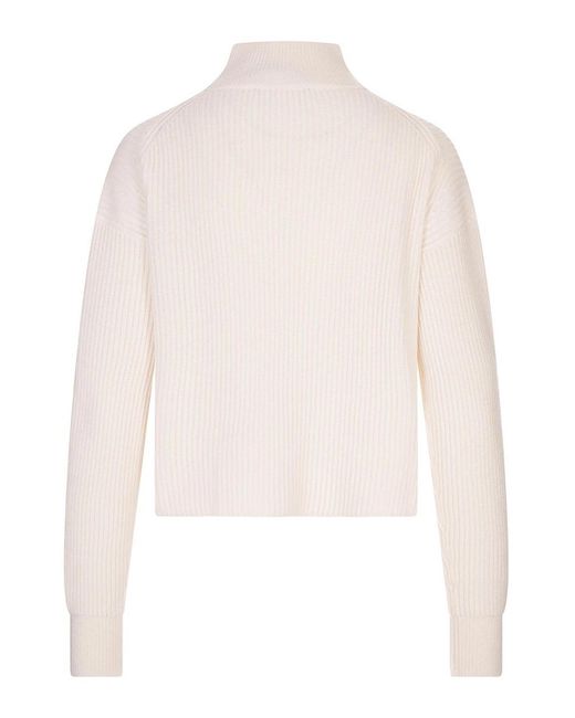Max Mara White Fufy Ribbed Wool And Cashmere Sweater