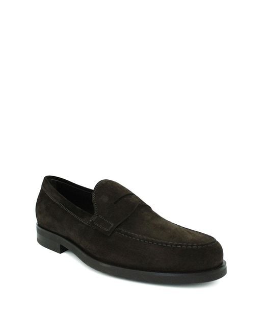 Tod's Black Penny Bar Suede Loafers for men