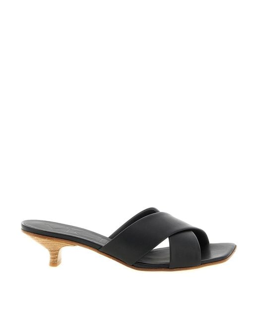 Vicini Black Leather Mules