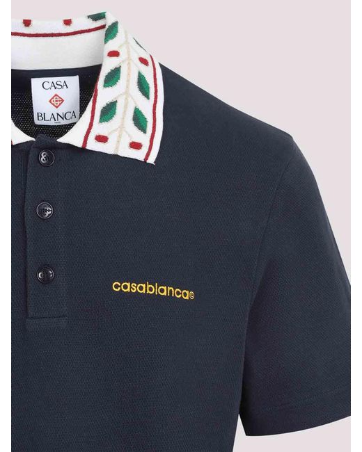 Casablanca Blue Laurel Piqu Polo for men