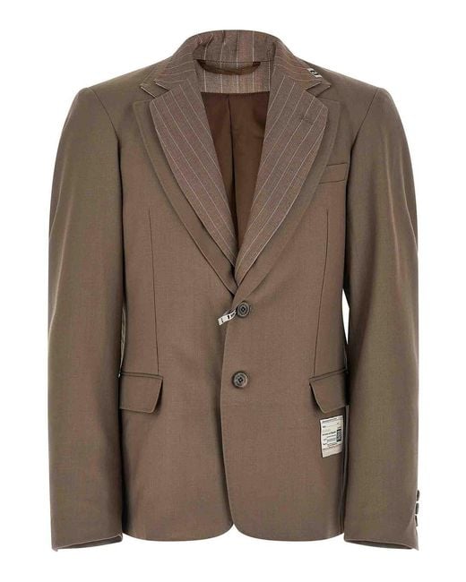 Maison Mihara Yasuhiro Brown Double Layer Lapel Blazer Jacket for men