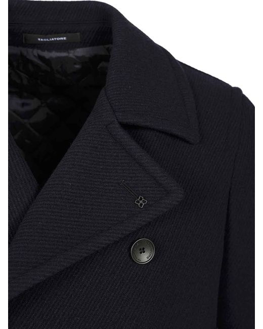Tagliatore Blue Double-Breasted Jacket for men