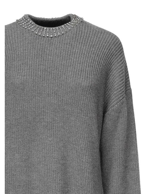 Pinko Gray Ask Wool Blend Knit Dress