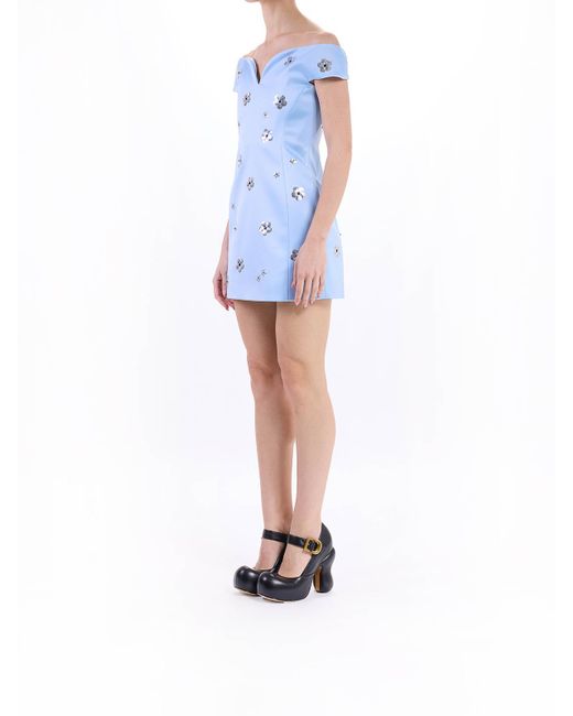 Marc Jacobs Blue Sequin Daisy Embellished Dress