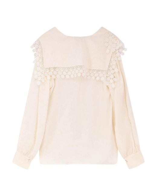 Chloé Natural Maxi-collar White Blouse