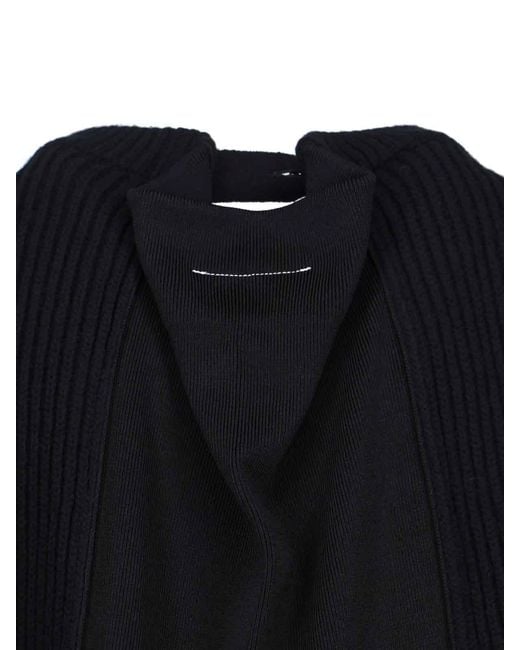 MM6 by Maison Margiela Black Wool Blend Sweater Dress