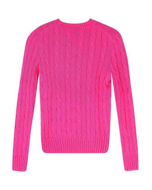 Polo Ralph Lauren Pink Cotton Sweater With Embroidered Front Logo