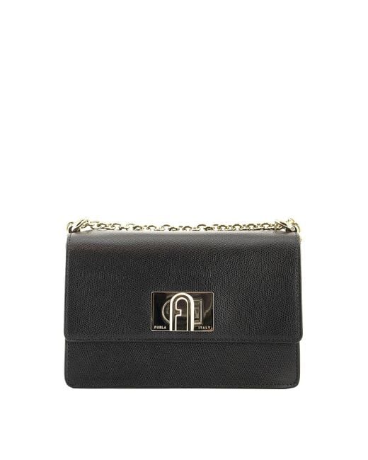 Furla Black 1927 Mini Leather Satchel Bag
