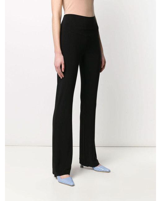 Norma Kamali Black High-Waisted Straight Leg Trousers