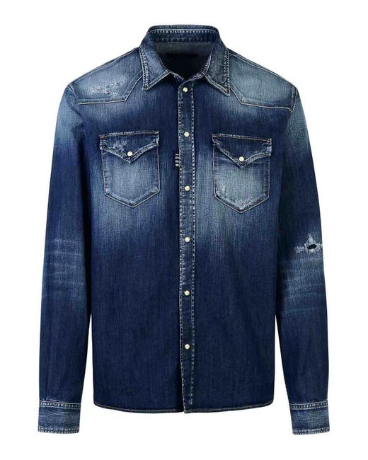 DSquared² Blue Cotton Shirt for men