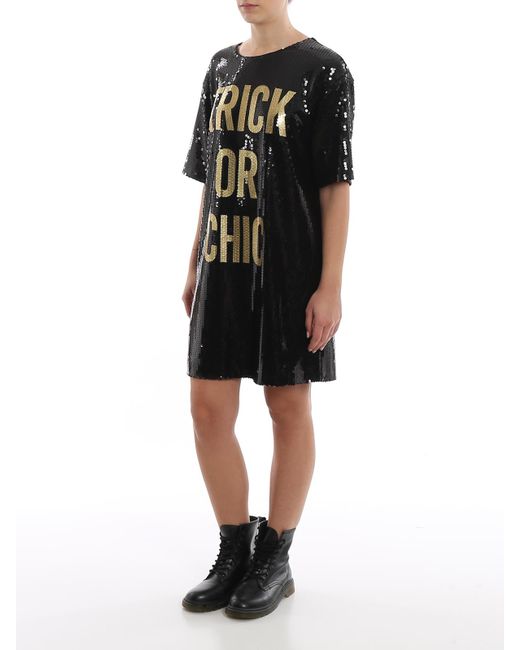Moschino Black Trick Or Chic Sequin Short Dress