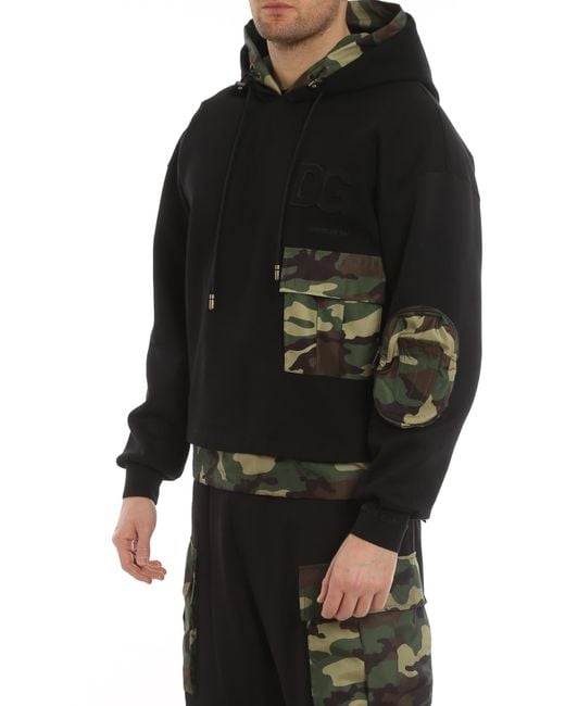 Dolce & Gabbana Black Printed Inserts Hoodie for men