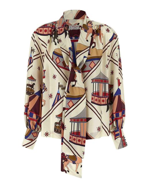 Alberto Biani White Lavallire Collar Shirt