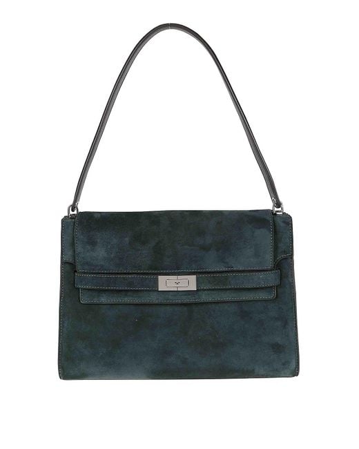Tory Burch Black Lee Radziwill Suede Large Shoulder Bag