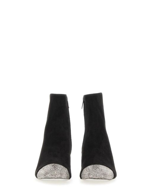 Rene Caovilla Black Rhinestone-Embellished Ankle Boots