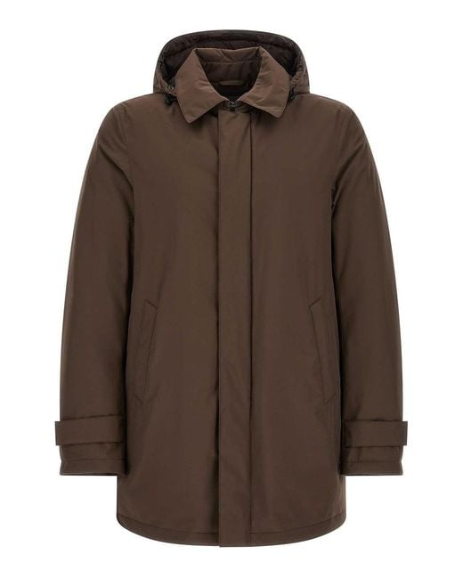 Herno Brown Detachable Hood Parka for men