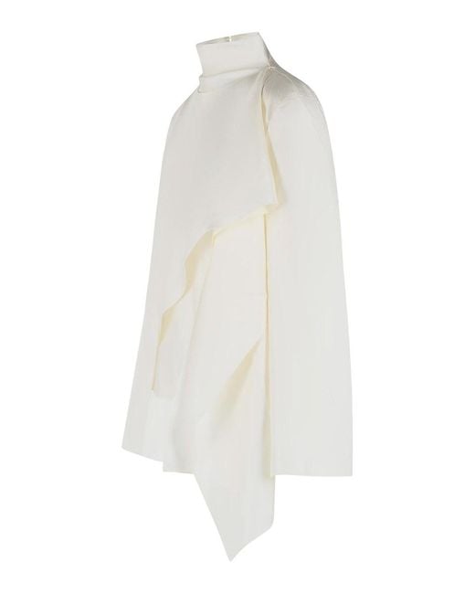 Rhea Costa White Silk Scarf Blouse