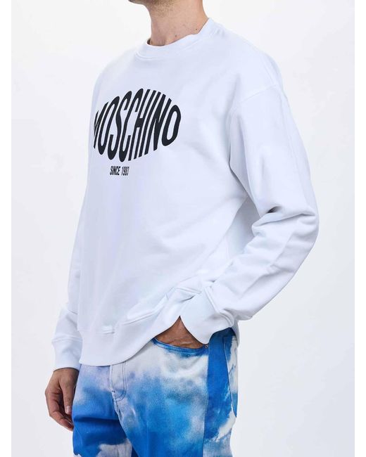 Moschino White Sport Logo Sweatshirt for men