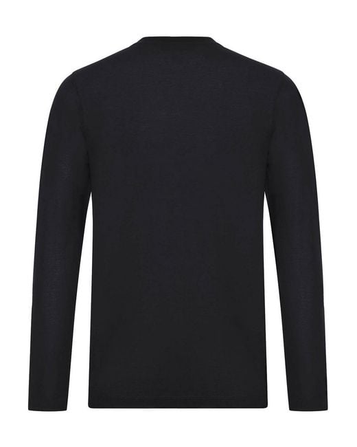 Zanone Black Slim Fit Crewneck Long Sleeve T-Shirt for men