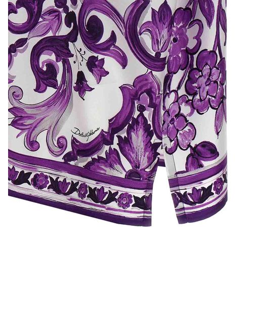 Dolce & Gabbana Purple Maiolica Print Shirt