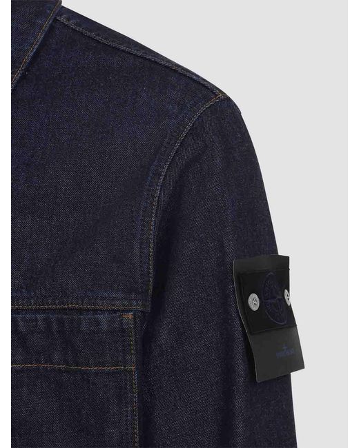 Stone Island Blue Biker Jacket for men