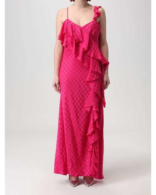 MSGM Pink Rouches Jacquard Dress
