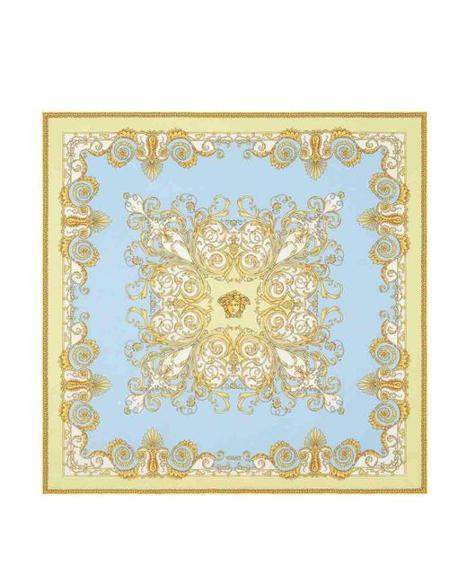 Versace Metallic Barocco Print Silk Foulard