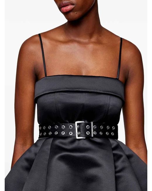 Ganni Black Belted Bubble Mini Dress