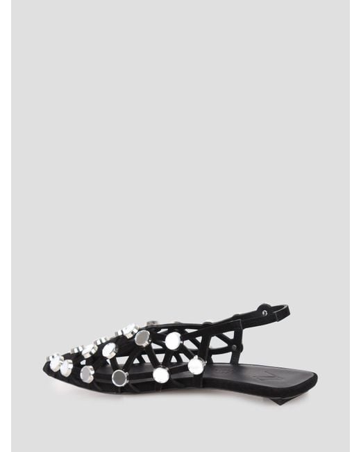 The Attico White Grid Slingback Sandals