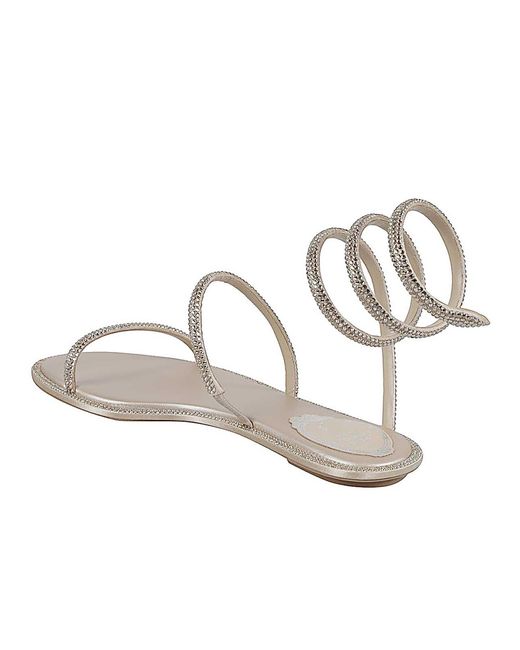 Rene Caovilla White Cleo Flat Sandals