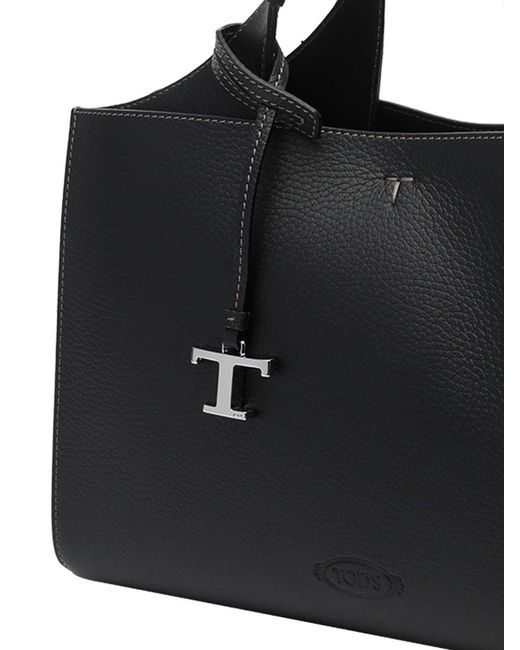 Tod's Black Di Reverse Leather Tote Bag