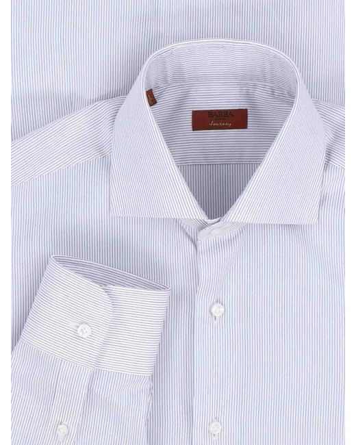 Barba Napoli White Striped Shirt for men