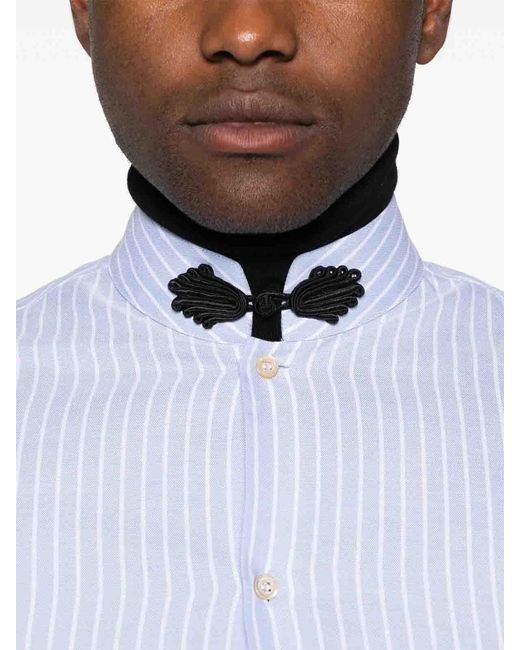 Valentino White 'Si00' Striped Oxford Shirt for men