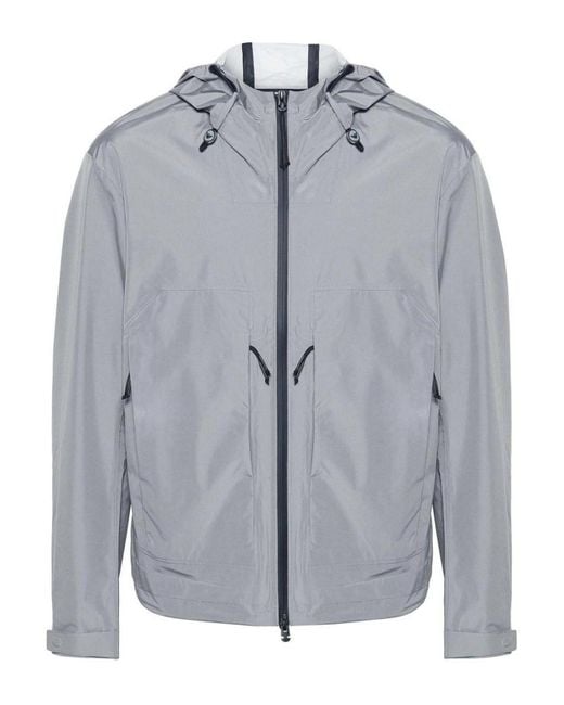 Emporio Armani Gray Hooded Zipped Jacket for men