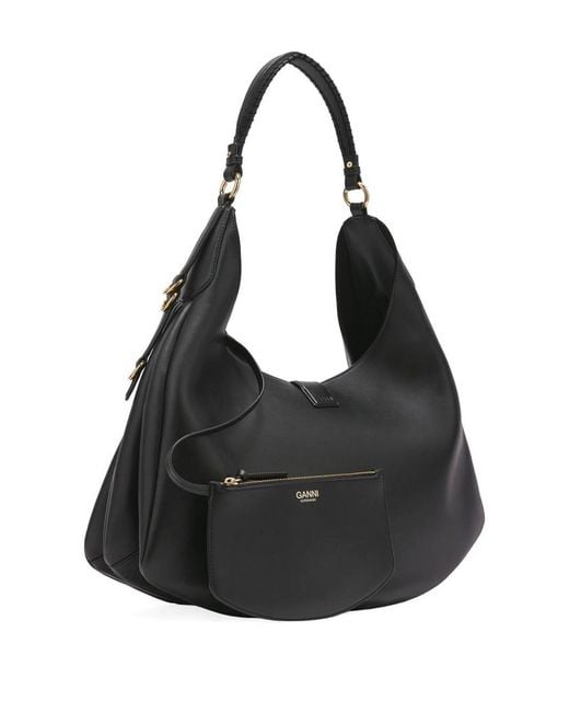 Ganni Black Kat Large Shoulder Bag