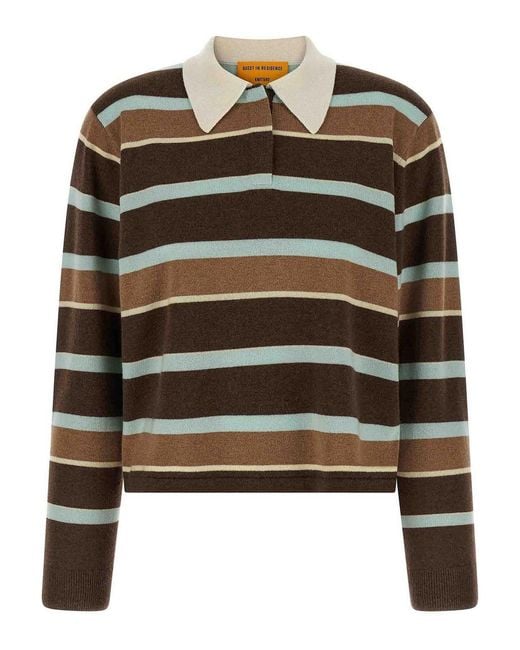 Guest In Residence Black Cropped Stripe Rugby Sweater