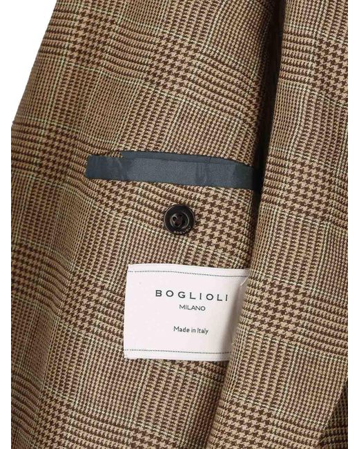 Boglioli Natural Double-Breasted Linen Blazer for men