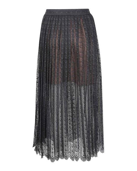 Self-Portrait Gray Organza Lace Midi Skirt