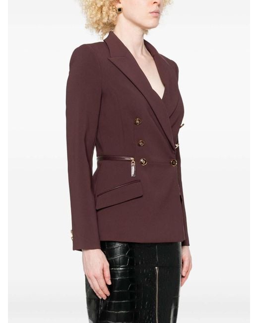 Elisabetta Franchi Purple Double-Breasted Burgundy Jacket With Structured Shoulders
